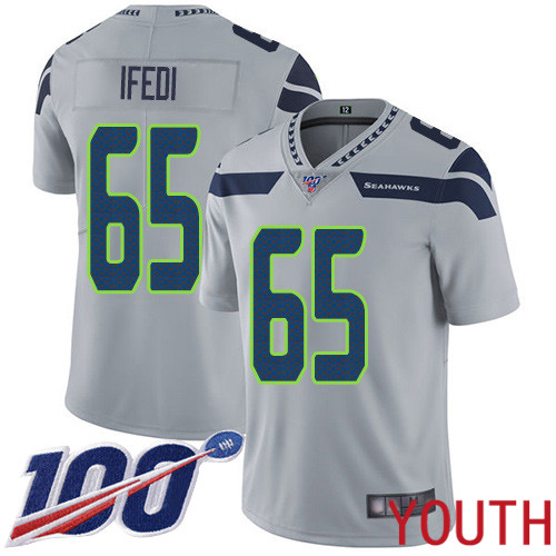Seattle Seahawks Limited Grey Youth Germain Ifedi Alternate Jersey NFL Football #65 100th Season Vapor Untouchable